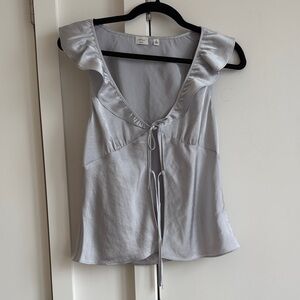 Wilfred Light Gray Ruffle Blouse